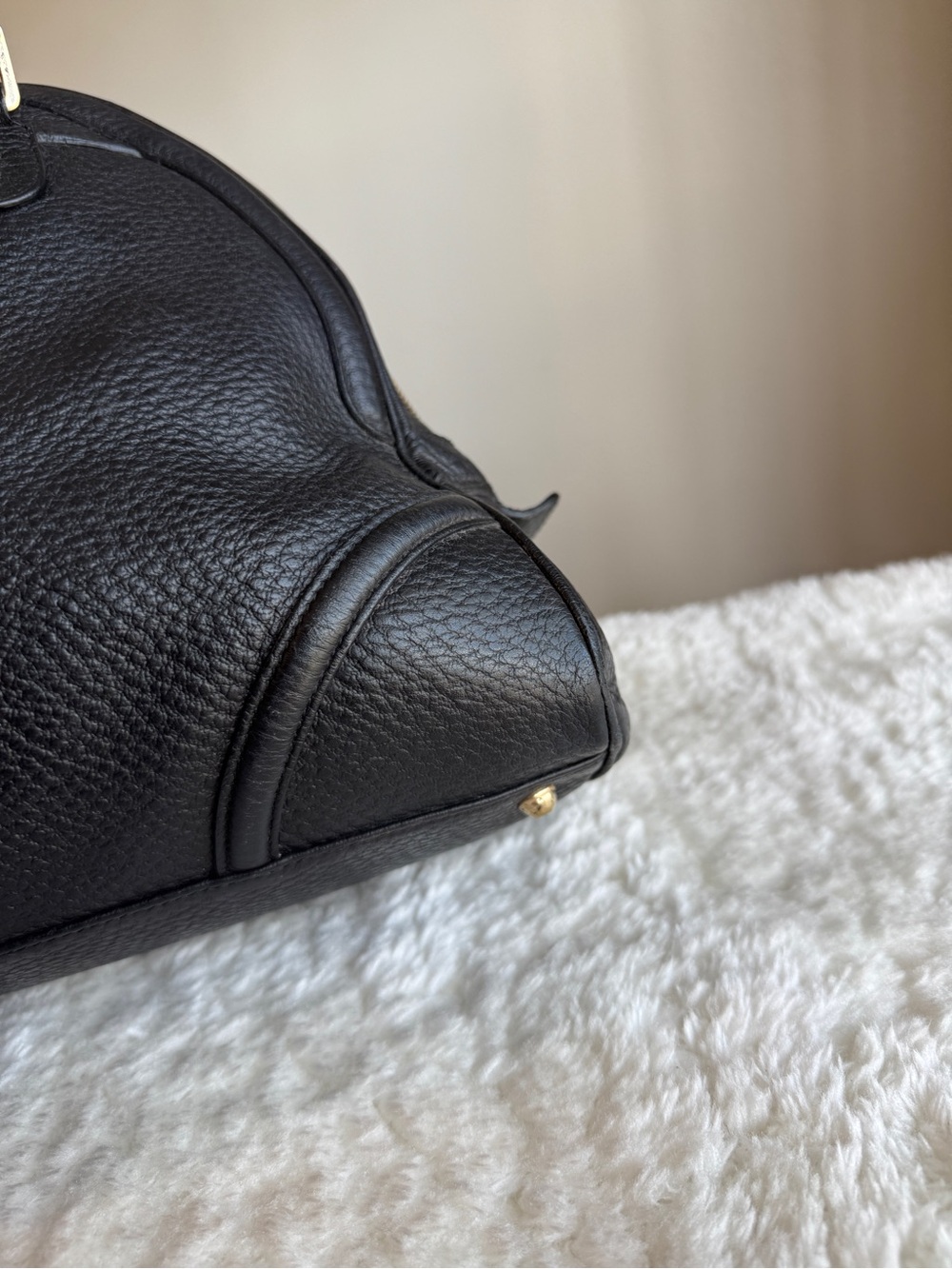 Gucci Black Leather Satchel with Green and Red Web Stripe and Gold GG - Picture 9 of 15